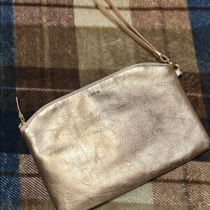 Lodis Metallic Rose Wristlet Clutch in Shimmery Rose Gold